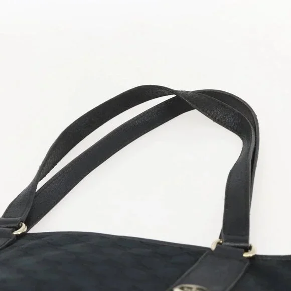 GUCCI GG Canvas Tote Bag Black Gold - Picture 9 of 16